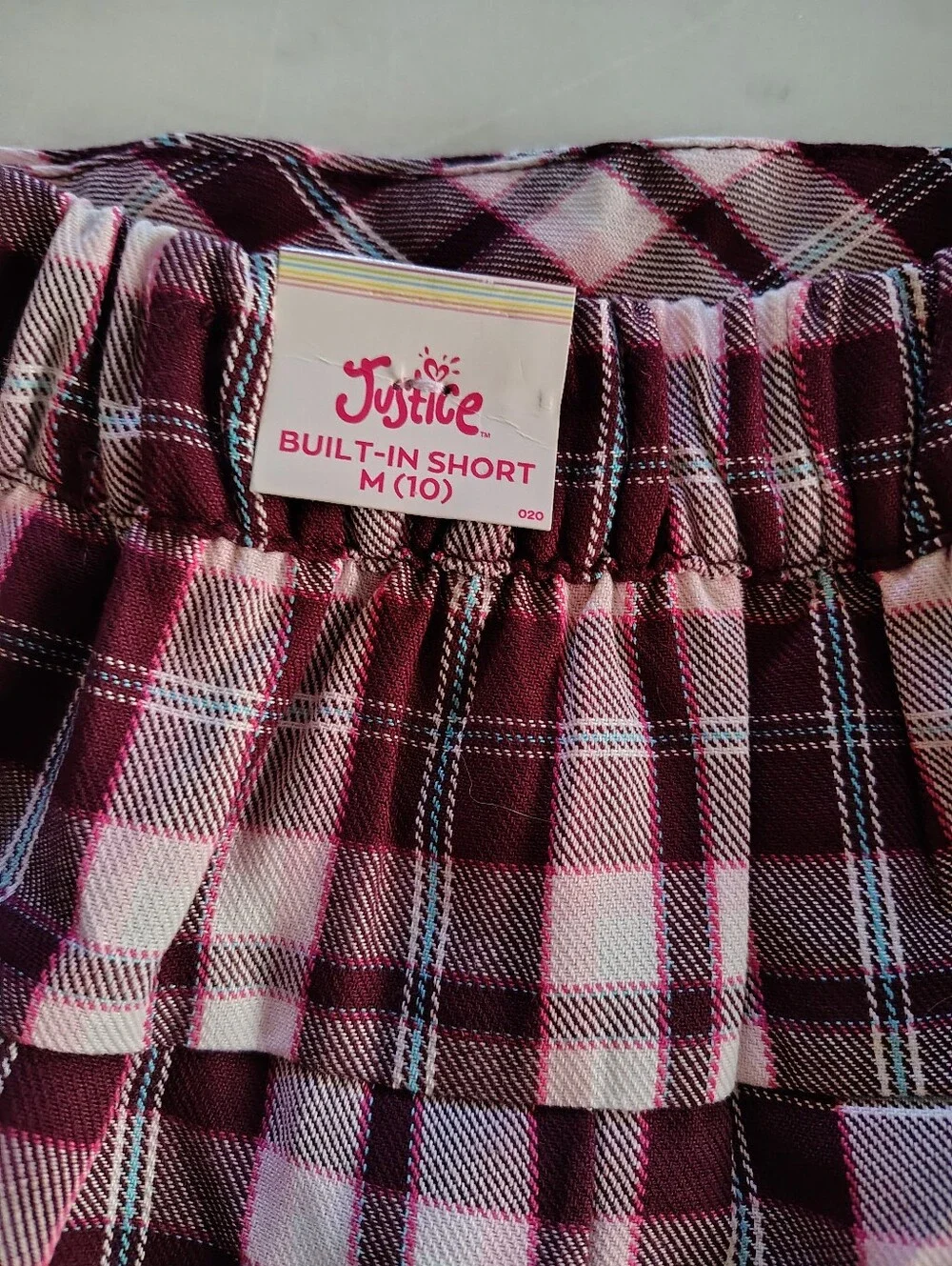 Justice Maroon White Pleated Schoolgirl Skirt With Built In Shorts Size 14 Girl